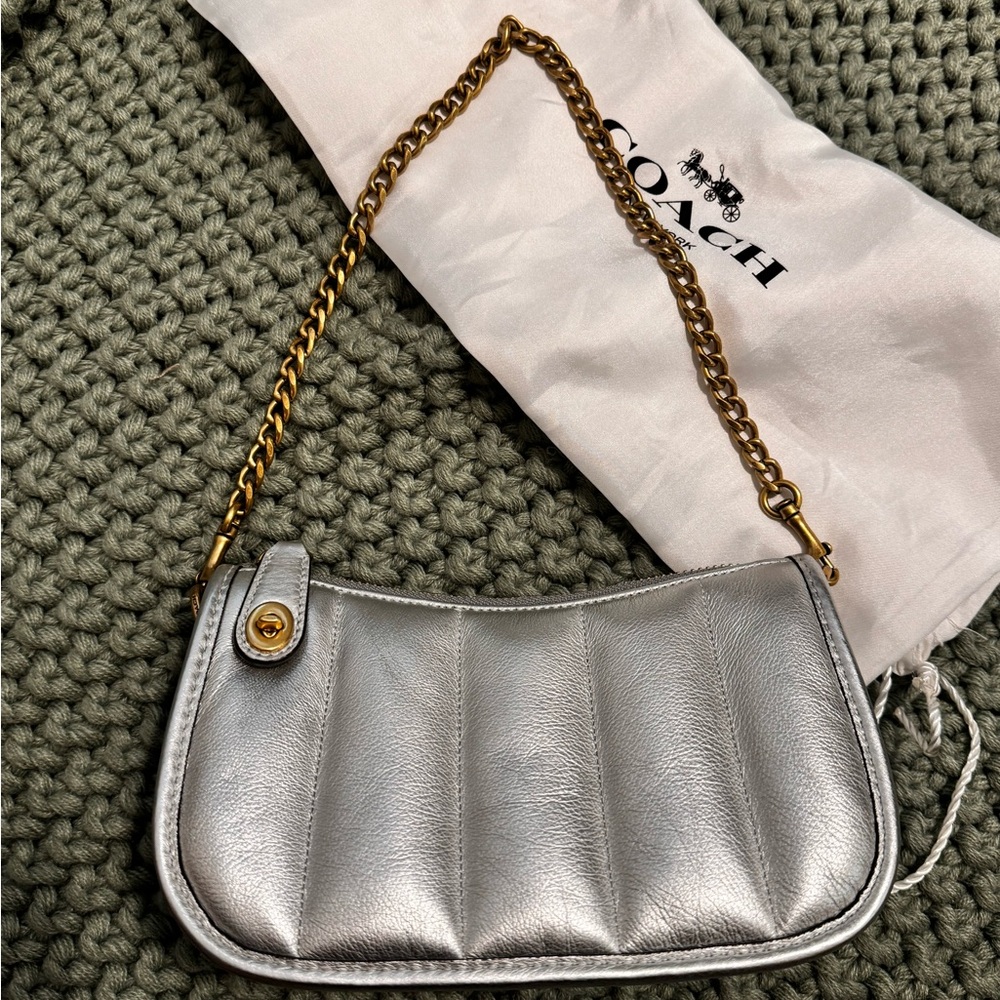 Coach Swinger 20 Metallic Leather Quilting Chain Bag